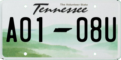 TN license plate A0108U