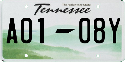 TN license plate A0108Y