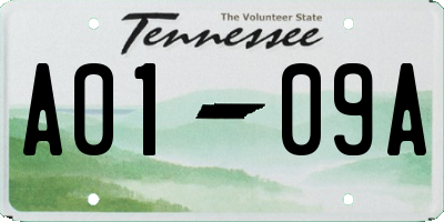 TN license plate A0109A