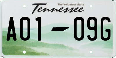 TN license plate A0109G