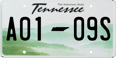 TN license plate A0109S