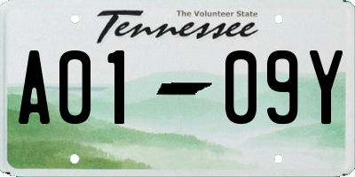 TN license plate A0109Y