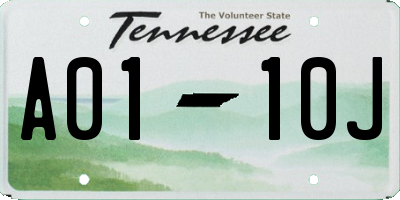 TN license plate A0110J