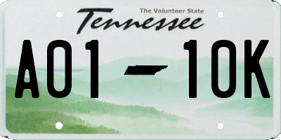 TN license plate A0110K