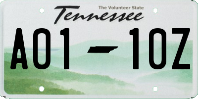 TN license plate A0110Z
