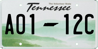 TN license plate A0112C