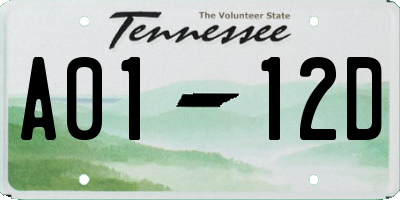 TN license plate A0112D