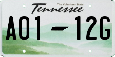 TN license plate A0112G