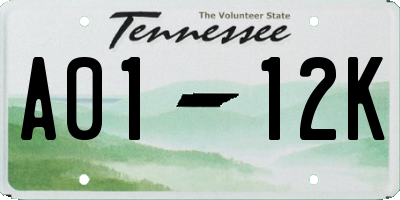 TN license plate A0112K
