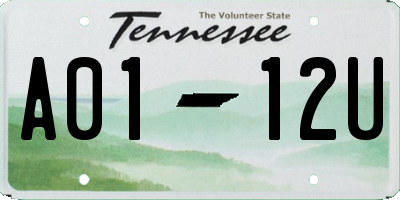 TN license plate A0112U