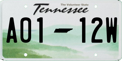 TN license plate A0112W