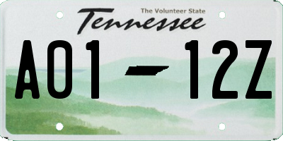 TN license plate A0112Z