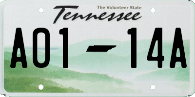 TN license plate A0114A