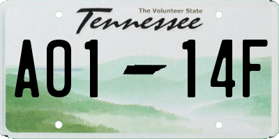 TN license plate A0114F