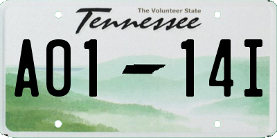 TN license plate A0114I