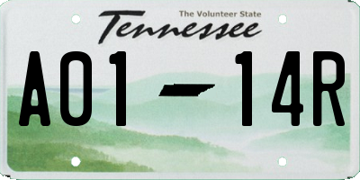 TN license plate A0114R