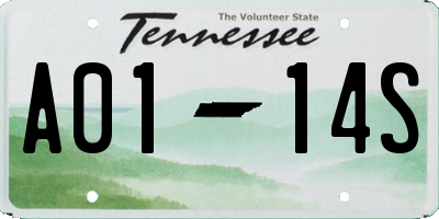 TN license plate A0114S