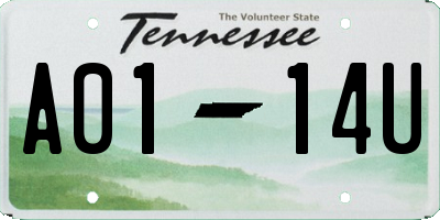 TN license plate A0114U