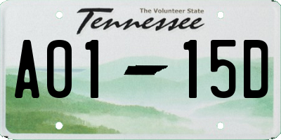 TN license plate A0115D