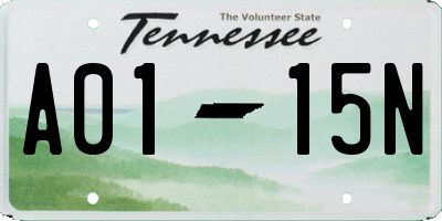 TN license plate A0115N