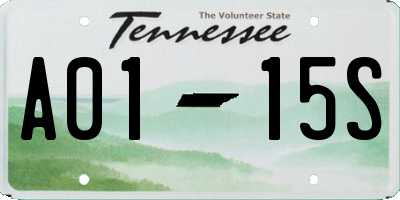 TN license plate A0115S