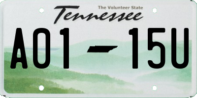 TN license plate A0115U