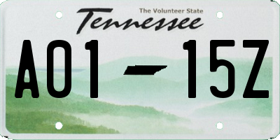 TN license plate A0115Z