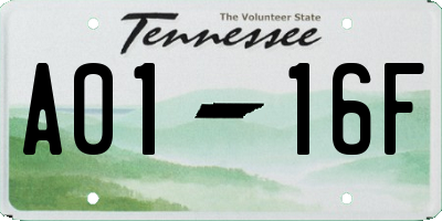 TN license plate A0116F