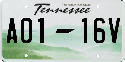 TN license plate A0116V