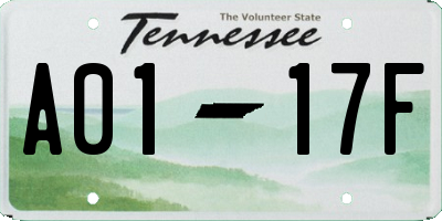 TN license plate A0117F