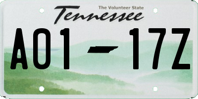 TN license plate A0117Z