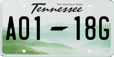 TN license plate A0118G