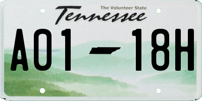 TN license plate A0118H