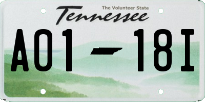TN license plate A0118I
