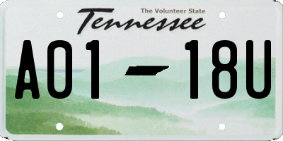 TN license plate A0118U
