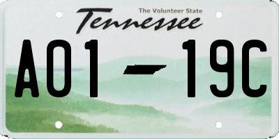 TN license plate A0119C