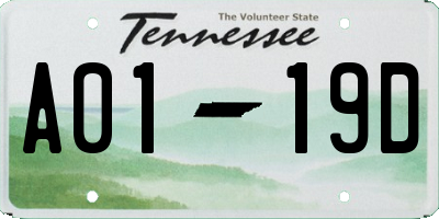 TN license plate A0119D
