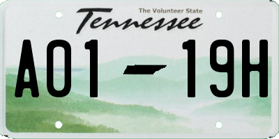 TN license plate A0119H