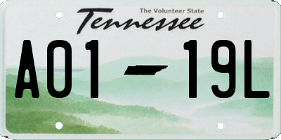 TN license plate A0119L