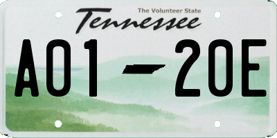 TN license plate A0120E