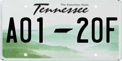 TN license plate A0120F