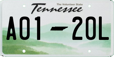 TN license plate A0120L