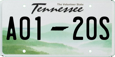 TN license plate A0120S
