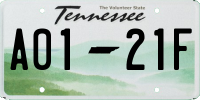 TN license plate A0121F