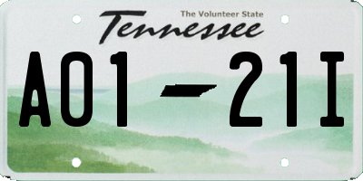 TN license plate A0121I