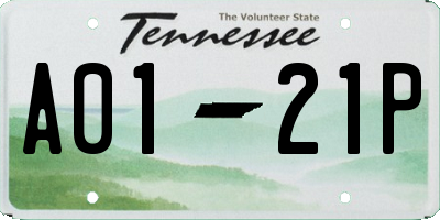 TN license plate A0121P