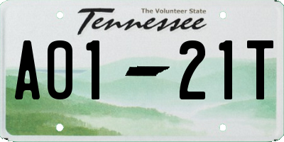 TN license plate A0121T