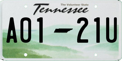 TN license plate A0121U
