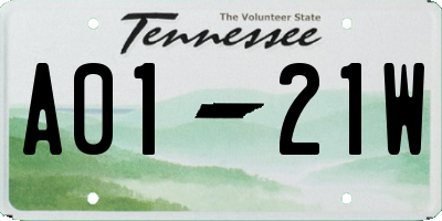 TN license plate A0121W