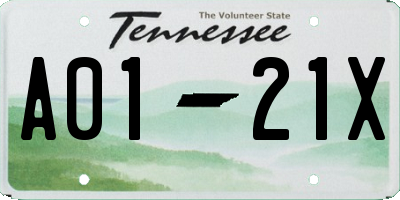 TN license plate A0121X